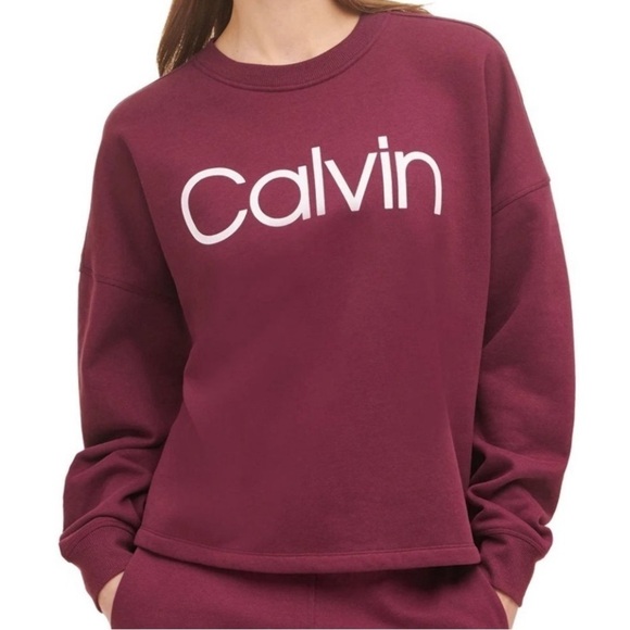 Calvin Klein Sweaters - Calvin Klein Women's Relaxed Fit Logo Drop Shoulder Fleece Pullover Large